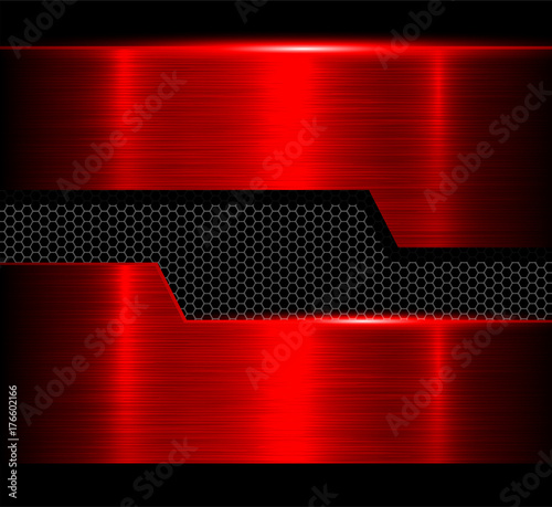 Metal background, red polished metallic texture
