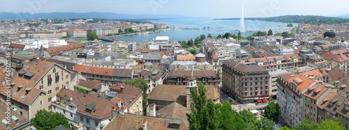 Aerial panorama of beautiful Geneva, Switzerland.