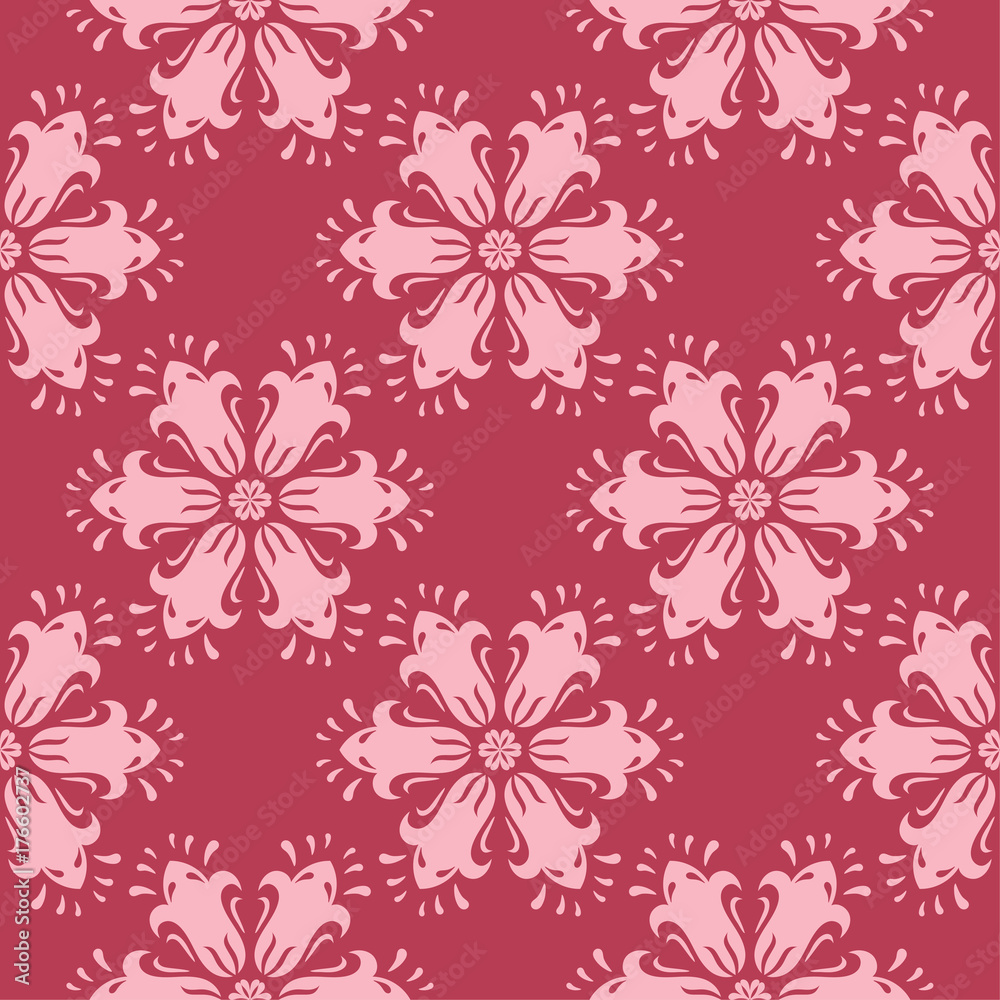 Cherry pink floral seamless pattern