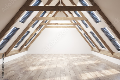 Empty attic room interior photo