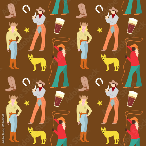 American Cowgirls Seamless Pattern