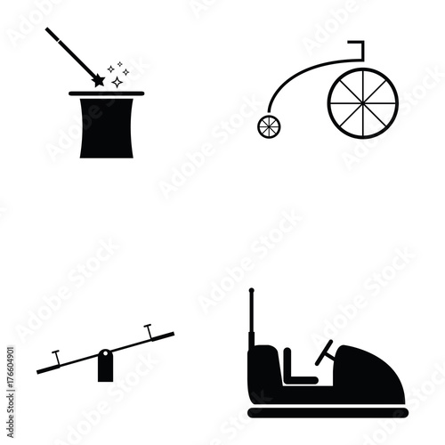 amusement park icon set