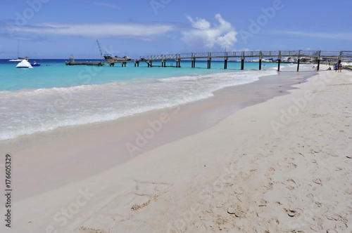 Wooden Dock in Boatyard Beach in Barbados