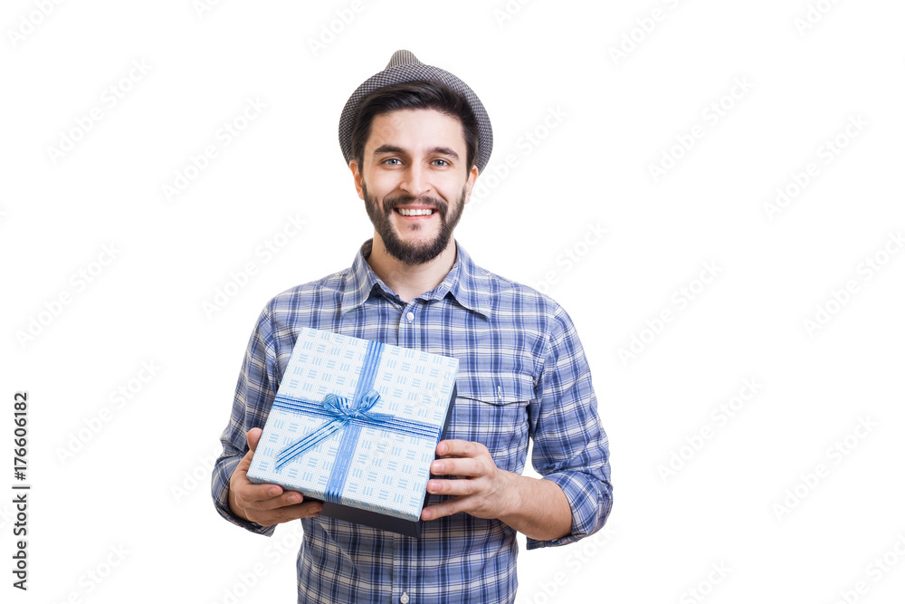 Bearded guy with gift Bearded guy with gift