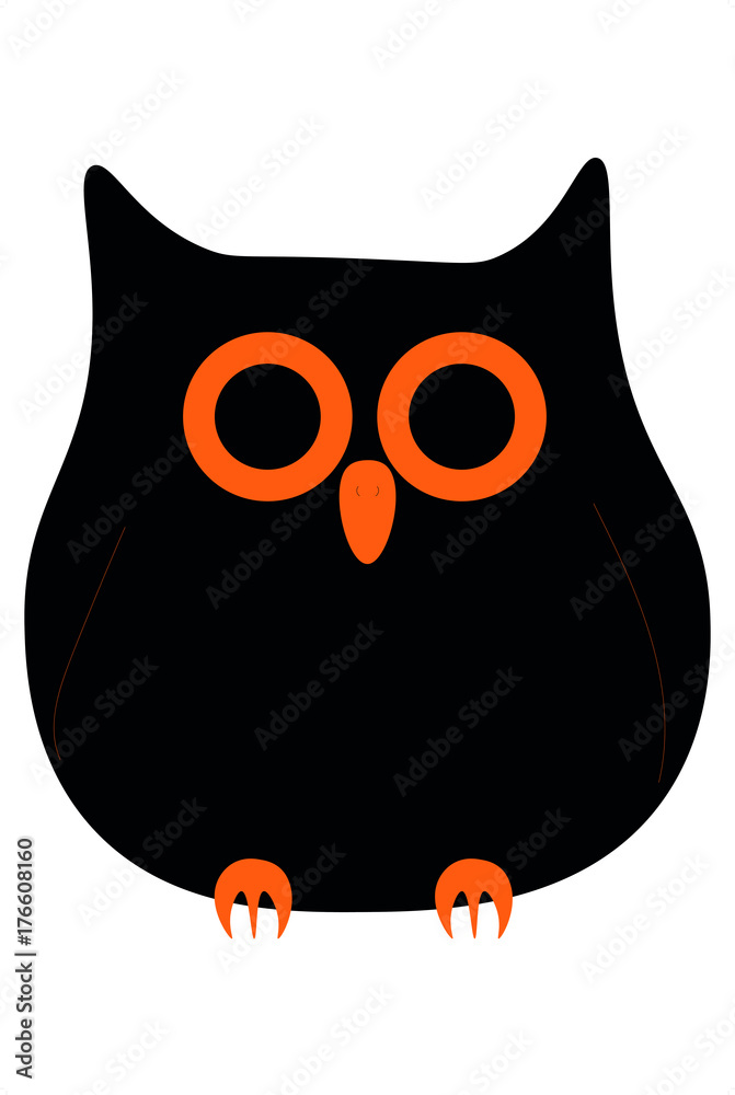 Black and orange halloween cartoon owl / Black and orange cartoon owl vector illustration isolated on a white background halloween concept