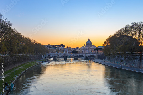 Sunset view of Vatican city state in Rome, Italy