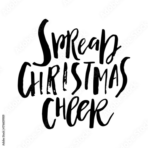 Merry Christmas card with calligraphy Spread Christmas Cheer. Template for Greetings, Congratulations, Housewarming posters, Invitations, Photo overlays. Vector illustration
