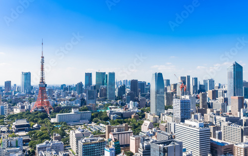 Obraz na płótnie 東京 青空と都市風景 w salonie