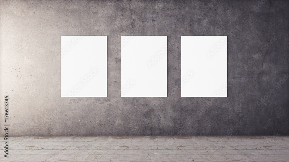 White isolated poster with frame mockup