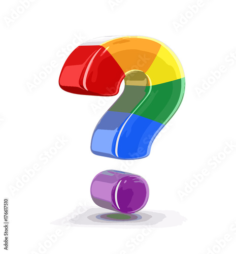 Multi colored Big sign of question. Image with clipping path