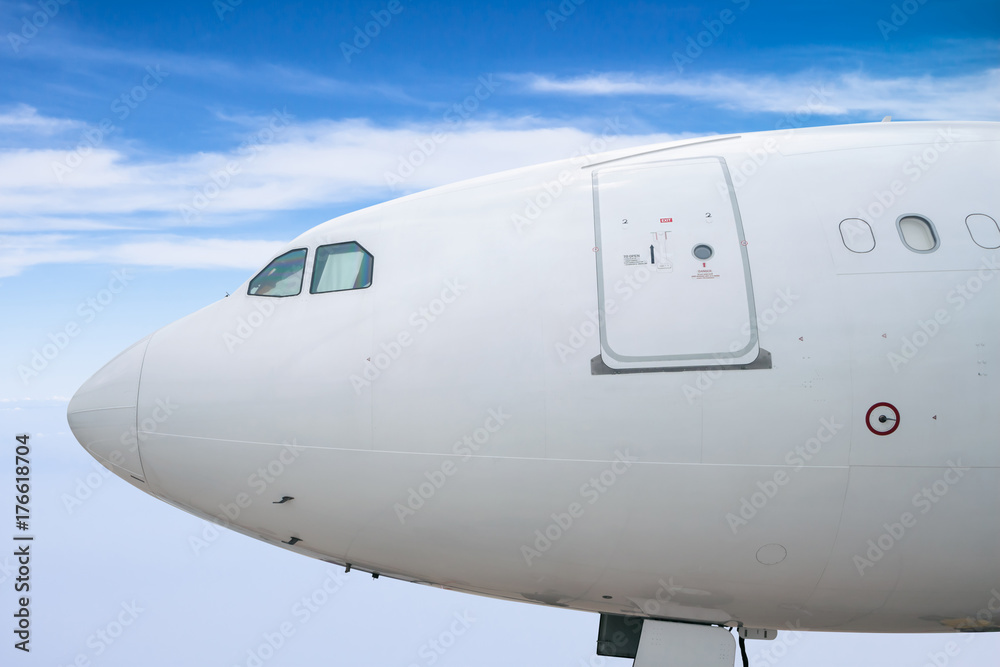 close up of passenger aircraft head