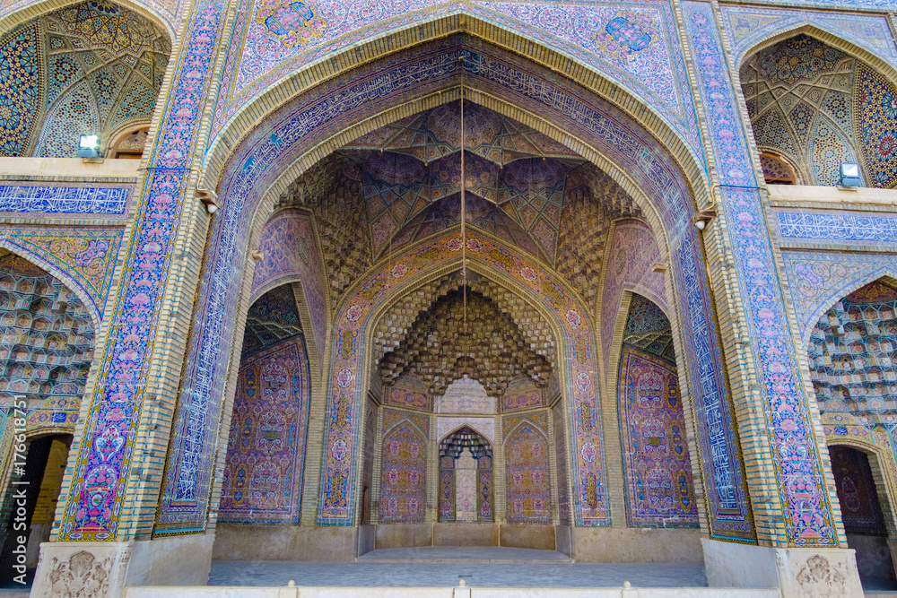 door art of Nasir-ol-Molk or Pink mosque, Sheraz, Iran