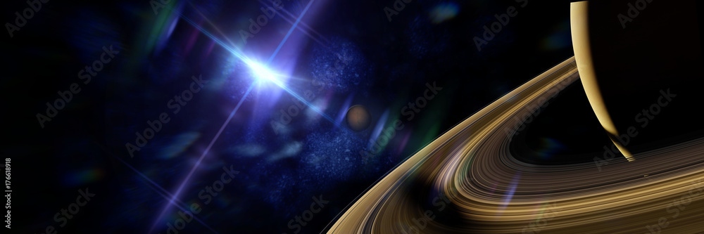 Obraz premium Saturn's moon Enceladus casts shadow on planet Saturn's rings