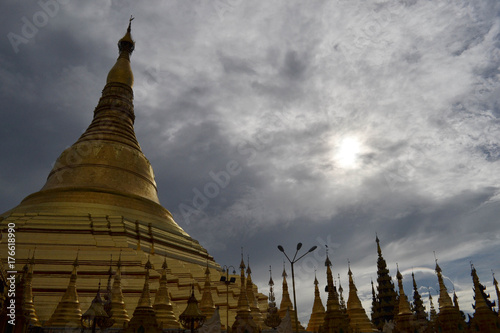 The national religious symbol of Burmese people. It s the shwedagon Pagoda with its golden stupa