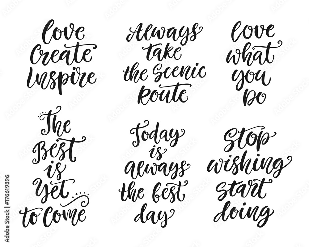 Inspirational lettering set for posters, gift cards, t-shirt print