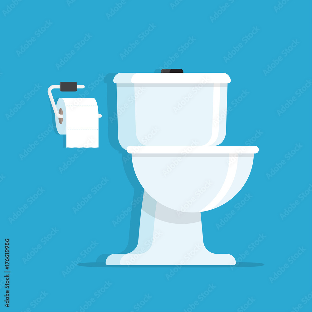 Toilet bowl with toilet paper roll. vector illustration Toilet bowl with toilet paper roll. vector illustration