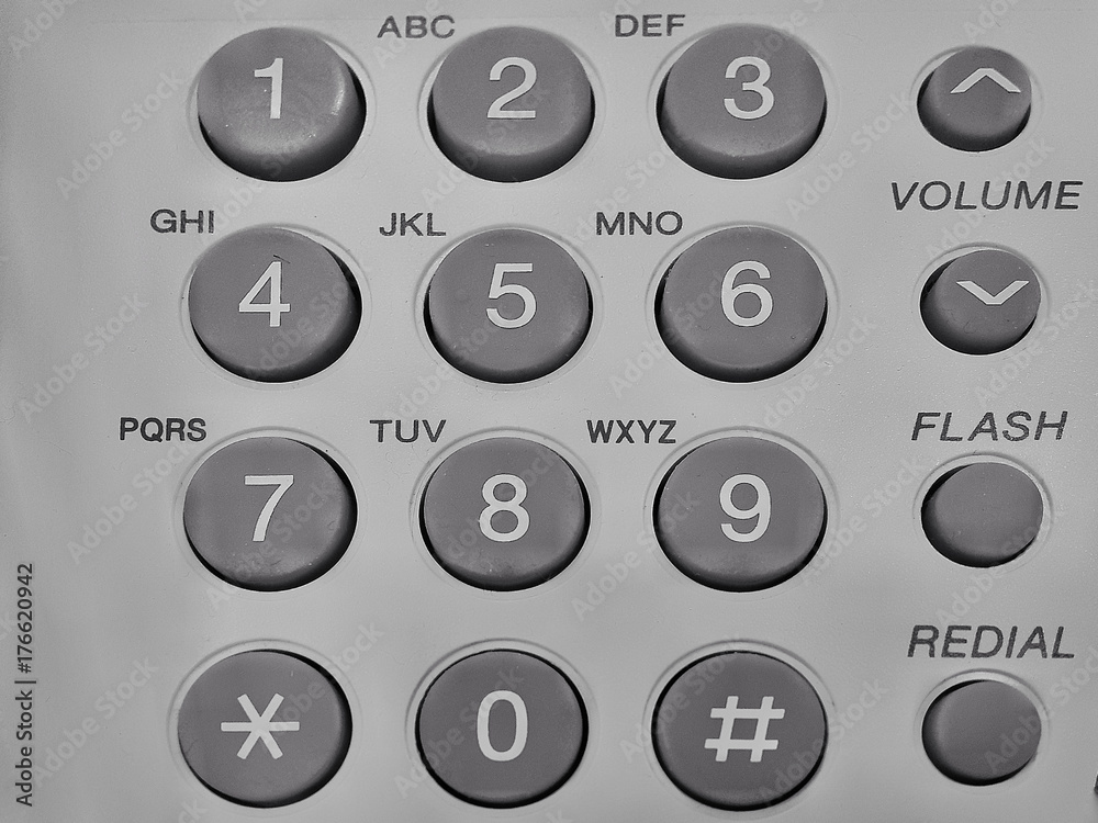 Telephone button number on gray background Telephone button number on gray background