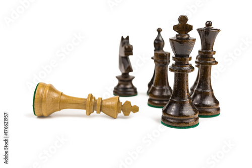 victorious chess king defeating his opponent