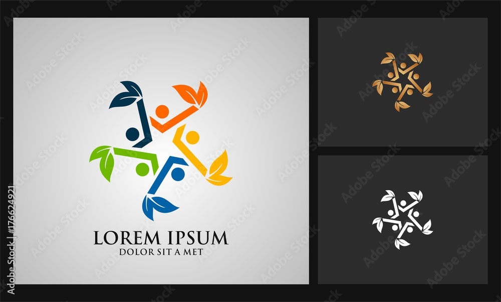 circle human leaf star colorful logo circle human leaf star colorful logo