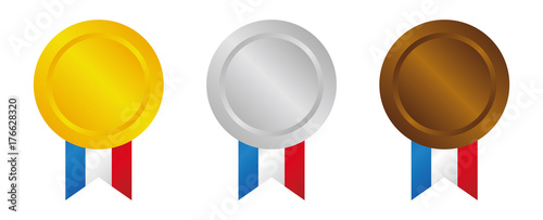 Medal icon illustration set. three colors ( gold /silver /bronze) 
