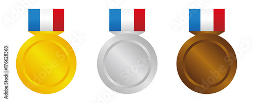 Medal icon illustration set. three colors ( gold /silver /bronze) 
