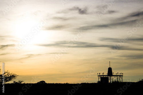  airport seasonal antenna with sunset background