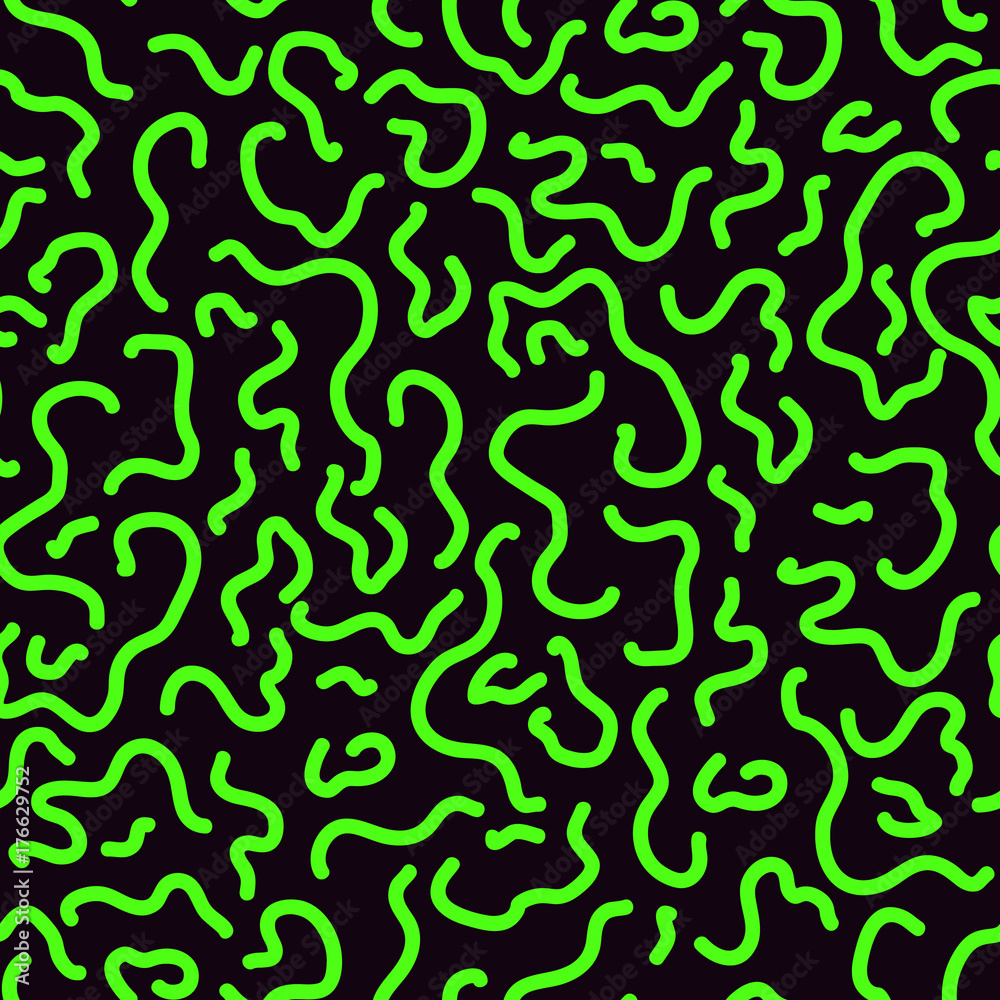 abstract seamless pattern with green curves in short lines