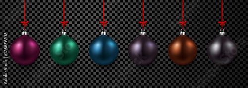 Colorful isolated round Christmas balls set.
