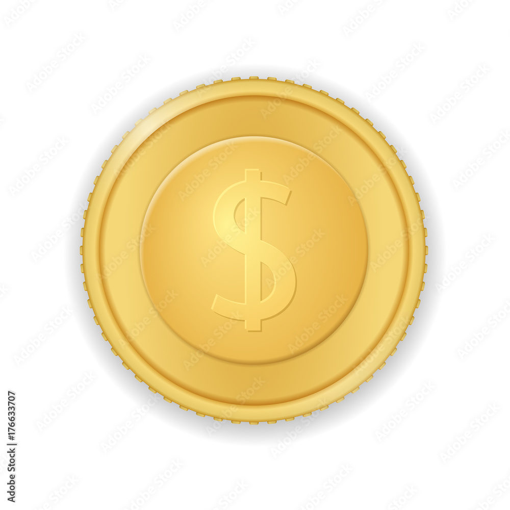 Gold coin with dollar symbol Gold coin with dollar symbol
