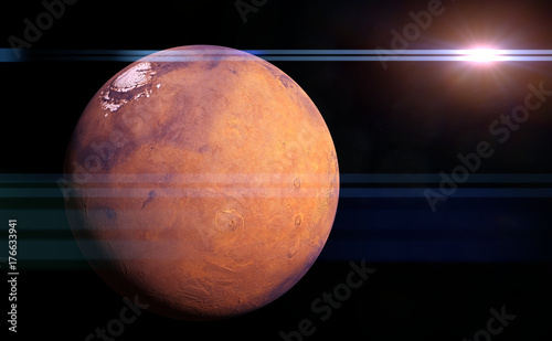 Fototapeta Naklejka Na Ścianę i Meble -  the planet Mars illuminated by the Sun