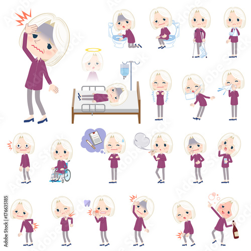 purple shirt old women White_sickness