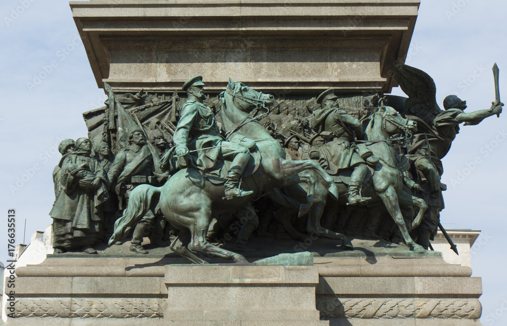 Obraz premium Sofia, Bulgaria, detail of monument to the King-liverator