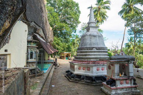 The 1500-year-old and most important cultural-historical temple of the region Tangalle, the Mulkirigala Raja Maha Vihara. The temple has been constructed on a massive natural rock on five levels photo