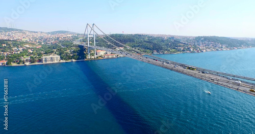 aerial view of Istanbul bosphorus sea and bridge