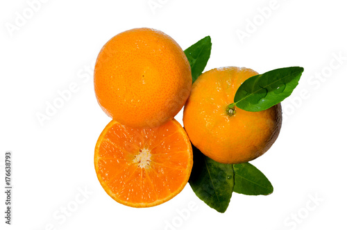 Orange fruit. Orang slice isolate on white. With clipping path  Orange background white