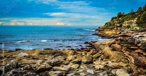 Rocky Coast from Bondi Beach Walk near Sydney, Australia