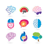 Set of Creative Brain Logo Vector - Creative Logo