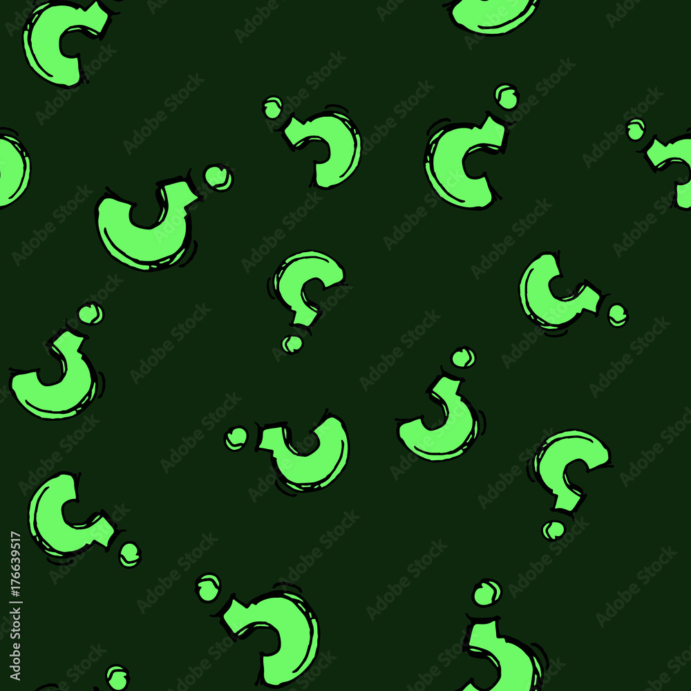 Seamless pattern with hand drawn colorful question signs.