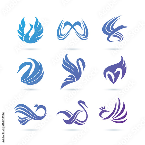 Set of Swan Logo Vector - Pets Logo