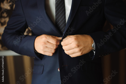 businessman dressed costume before meeting with partners