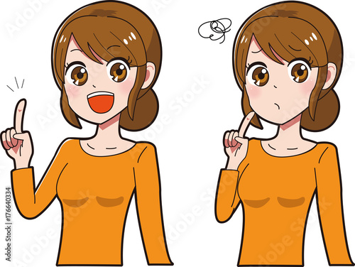 少女漫画風女性のイラストセット