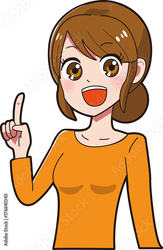 説明をする少女漫画風女性のイラスト