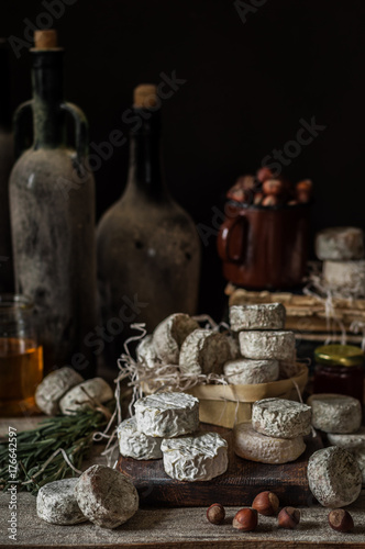 Variety of French Cheeses in a Dusty Pantry