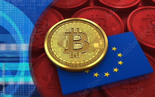 3d bitcoin EU flag photo