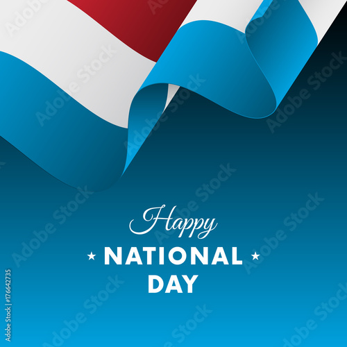 Banner or poster of Luxembourg National Day celebration. Waving flag. Vector illustration.