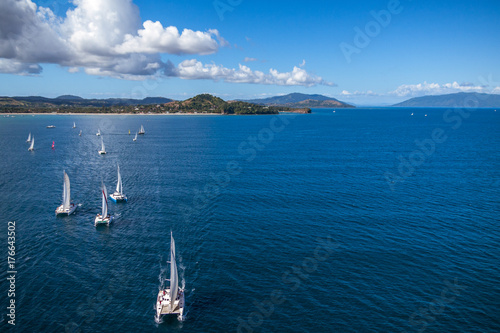 Sailboats offshore Nosy Be
