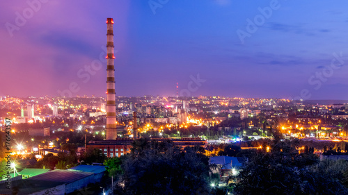 Overview of Chisinau, view from above at sunset, Republic of Moldova