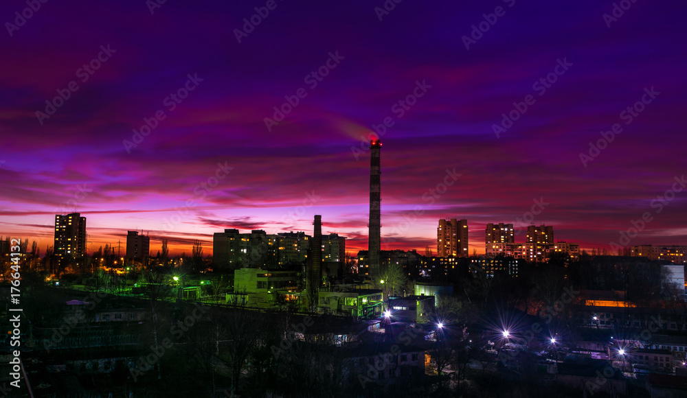 Chisinau, Republic of Moldova. Aerial view at sunset, December 2015