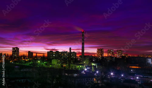 Chisinau, Republic of Moldova. Aerial view at sunset, December 2015