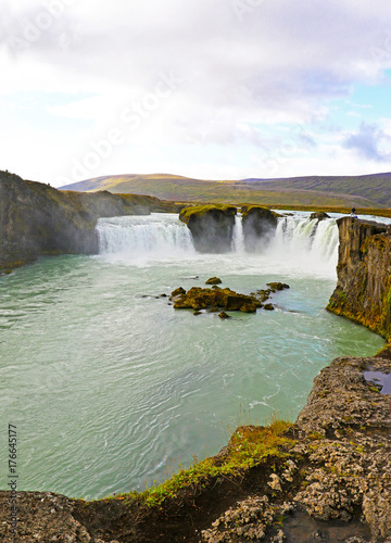 Godagoss (Fall of the Gods) Waterfall near the city of Akureyi, Iceland photo